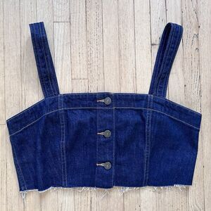 Levi Denim Cami Crop Top Size Medium Dark Wash Cropped Vest